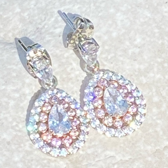 Genuine Crystal gold plated silver drop earrings Kohl’s Chrystina Rose - Picture 4 of 16